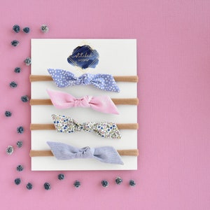 Pastel Mini Baby Bow Headbands, Newborn and Preemie Bow, Bows for Baby, Nylon Headband, Small Baby Bow, Baby Shower Gift, Spring Baby Bows