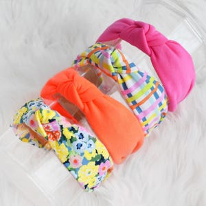 Bright Summer Top Knot Headband, Womens Knotted Headband, Kids Headband, Fabric Headband, Hard Headbands, Headbands for Women
