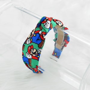 Super Mario Top Knot Headband, Mario Brothers Headband, Womens Knotted Headband, Kids Headband, Fabric Headband, Headbands for Women, Cotton