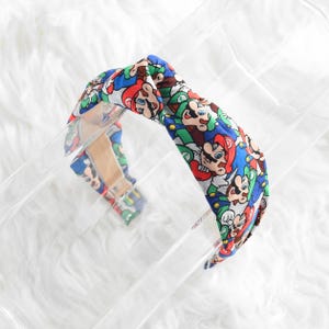 Super Mario & Luigi Top Knot Headband, Mario Brothers Headband, Womens Knotted Headband, Kids Headband, Fabric Headband, Headbands for Women