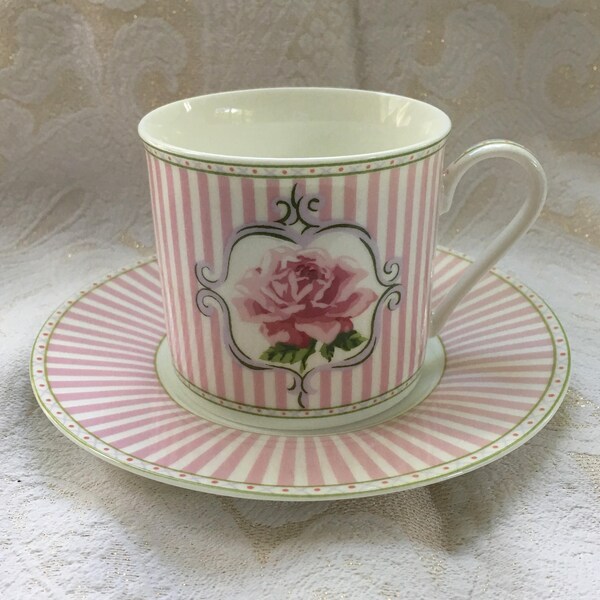 Vintage Laura Ashley "Celia" Teacup & Saucer Bone China Set - Retired