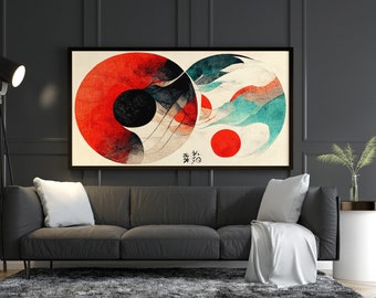 Vintage Japanese Art Print | AI Artwork | Yin Yang Artwork | Custom Printing | Gallery Quality Print