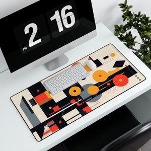 Suprematism Art Desk Mat, Abstract Art Office Decor, Modern Stylish Desk Accessory, Colorful Geometric Design Desk Pad