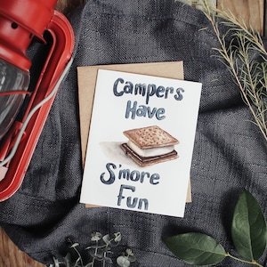 Campers Have S'more Fun Card - Cartão de acampamento, cartão de nota, cartão comemorativo, S'more, acampamento, barraca, aventura, vamos aventura