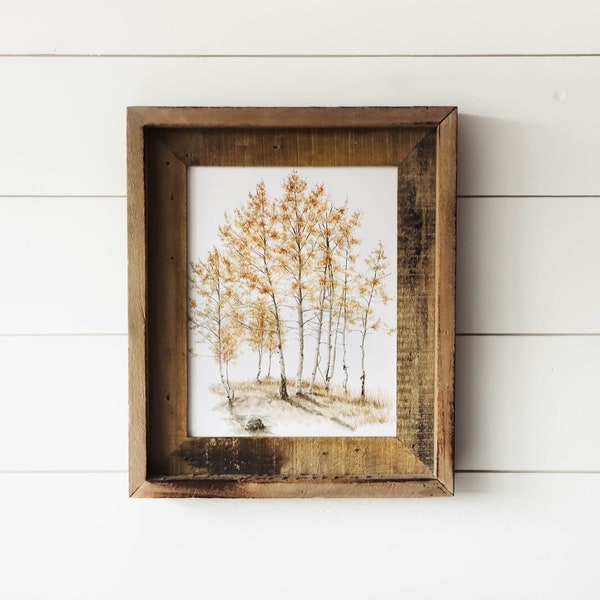 Autumn Aspens Print - Truckee, Aspens, Tree Print, Cabin Print, Mountain Wall Art, Minimalist, Home Decor, Watercolor Print