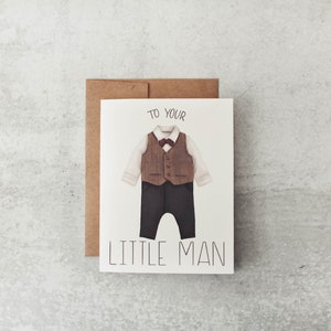 A su tarjeta de hombre pequeño - tarjeta de niño bebé, nueva tarjeta de bebé, ducha de bebé, bebé tux, día de nacimiento, tarjeta de cumpleaños, nuevo padre, tarjeta de felicitación