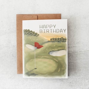 Gelukkige verjaardag golfkaart - aquarel golfkaart, golfkaart, kaart, gelukkige verjaardag, wenskaart, golfkaart, verjaardag, Guy Card