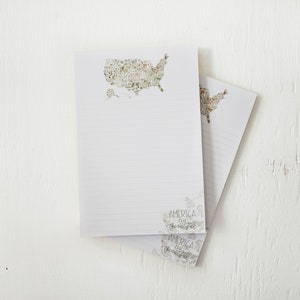 America The Beautiful Notepad - Stationär, Schreibblock, To Do Liste, Notizblock, Büro stationär, Schreibtischunterlage, US Map Notepad, US Map