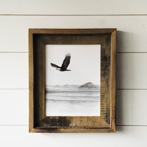 Where Eagles Fly Print Eagle, Watercolor Print, Wall Art, Home Decor, Mountains, Ocean, Watercolor Painting image 1