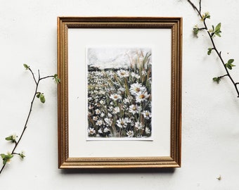 Daisy Field Print | Spring Decor, Pastel Painting, Daisies, Wildflowers, Flower Home Decor, Wall Print, Artwork, Easter, Country Living