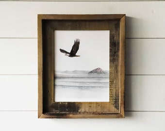 Where Eagles Fly Print - Eagle, Watercolor Print, Wall Art, Home Decor, Mountains, Ocean, Watercolor Painting