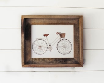 White Bike - Watercolor Print, Bike Print, Cycling Wall Art, Wall Art, Cruiser Bike Art, Watercolor Bike Print, Home Decor, Studio Decor