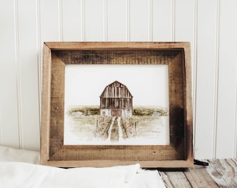 Brown Barn Print - Barn Print, Barn, Watercolor Print, Watercolor Barn, Farmhouse Decor, Country, Country Decor, Old Barn, Barn Art