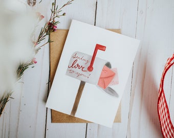 Sending Love To You Card, Valentine's Day, Watercolor Painting, Watercolor Card, Note Card, Anniversary Card, Valentine's Card