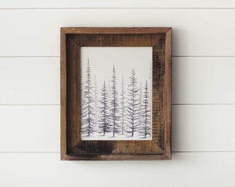 Sketched Pine Trees Print -  Mountain Decor, Pine Tree Print, Sketch Print, Pine Trees, Minimalist, Minimalist Decor