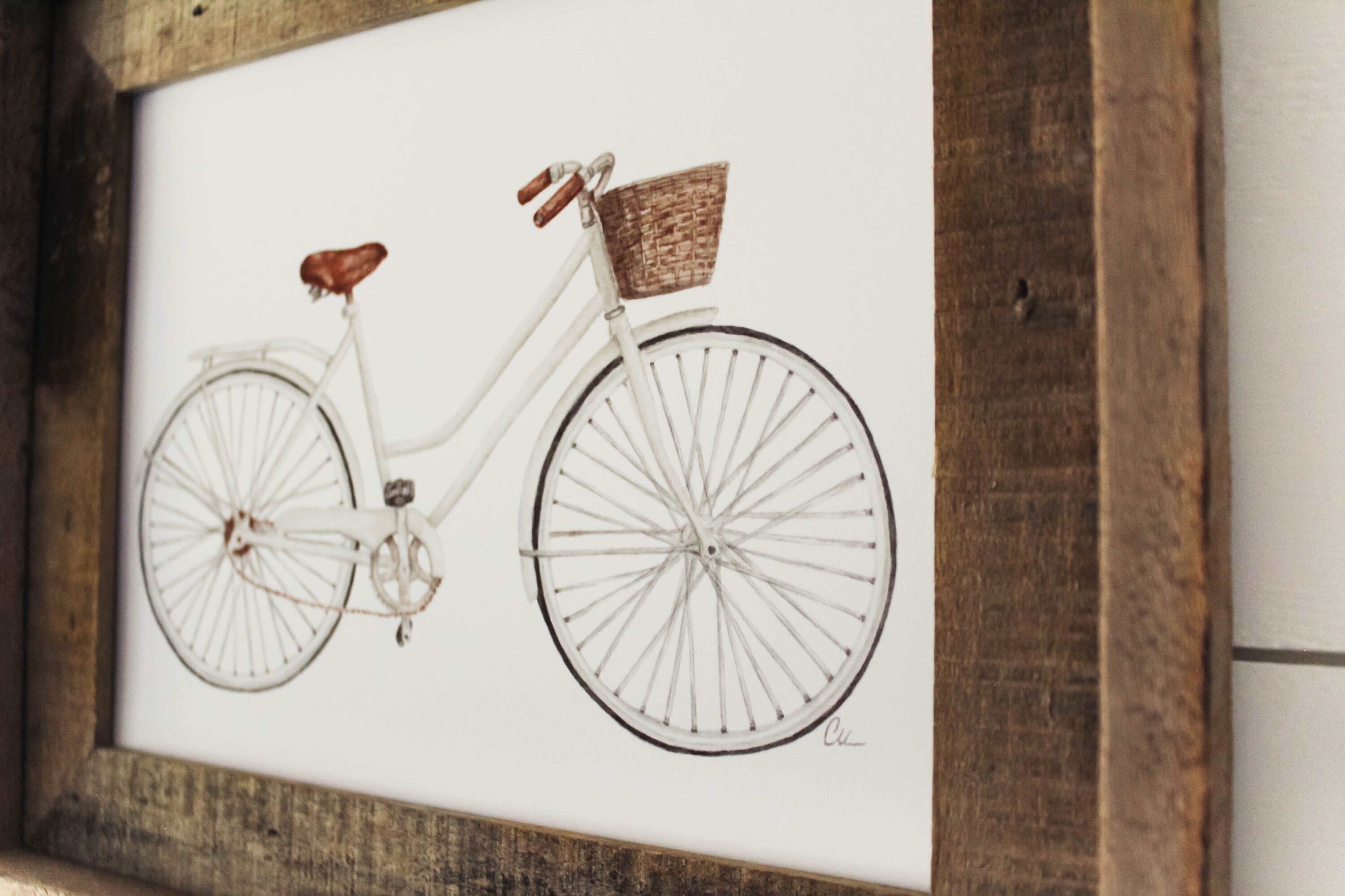 White Bike Watercolor Print Bike Print Cycling Wall Art Etsy