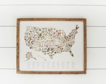United States Tree Map - State Trees Print, State Trees, Watercolor Map, Wall Art, US Map, Tree Map, Watercolor Print