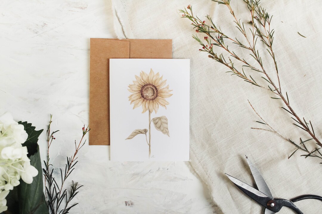 Sunflower Card - Flower, Flower Card, Greeting Card, Spring Card, Note ...