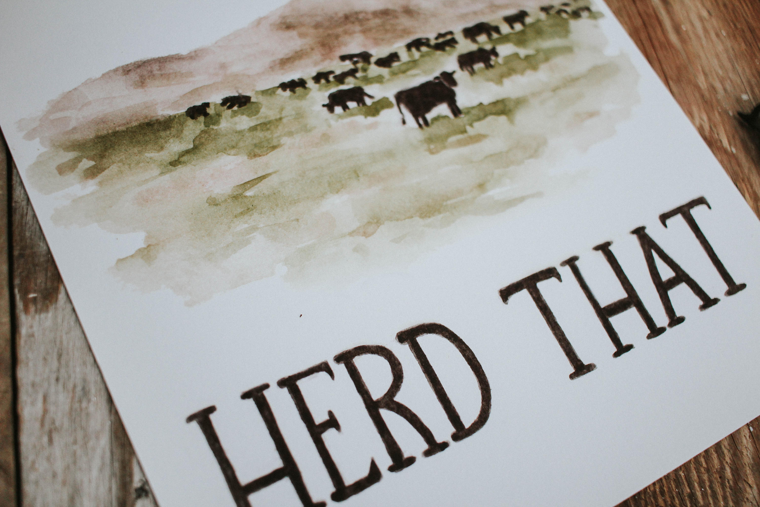Herd That Print Farm Painting Country House Farm House | Etsy