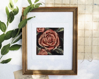 Pastel Red Rose Print - Pastellmalerei, Pastelldruck, Italien inspiriert, Wohnkultur, Vintage, Rose, Blumenkunst