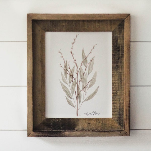 Wilgenbladeren print - plant print, aquarel wilg, aquarel print, boerderij print, decor van het huis, plant decor, groen