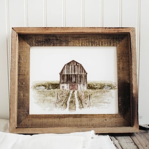 Brown Barn Print Barn Print, Barn, Watercolor Print, Watercolor Barn, Farmhouse Decor, Country, Country Decor, Old Barn, Barn Art image 2