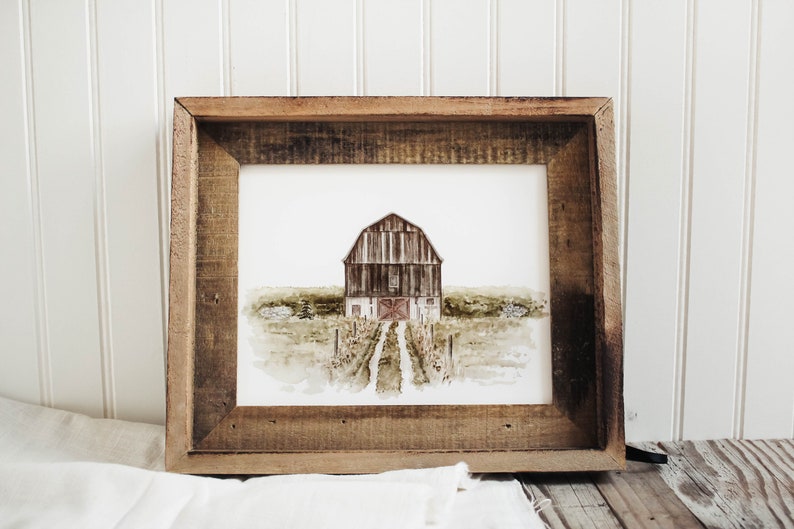 Brown Barn Print Barn Print, Barn, Watercolor Print, Watercolor Barn, Farmhouse Decor, Country, Country Decor, Old Barn, Barn Art image 2