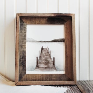 Dock am See Druck - Cabin Print, Berg Dekor, Sommer Druck, Aquarell Druck, Dock, nur Print