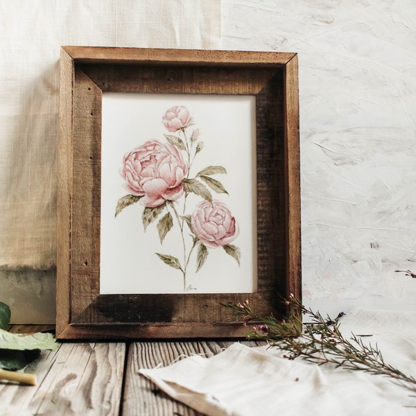 Peony Print - Pink Peonies, Watercolor Flowers, Watercolor Peony, Minimalist Artwork, Flower Print, Farmhouse Decor, House Decor Print