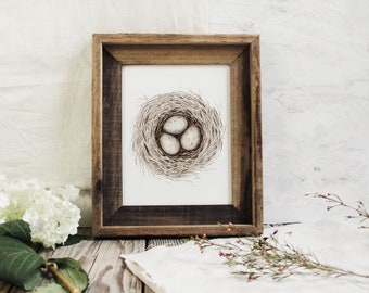 Bird Nest With Eggs Print - Spring Print, Watercolor Print, Bird Nest, Eggs, Minimalist Art, Watercolor Bird Nest, Easter Print