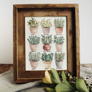 Herb Chart Print - Watercolor Herb Chart, Herbs, Plant Decor, Home Decor, Modern Farmhouse Decor, Kitchen Decor, Herb Chart,