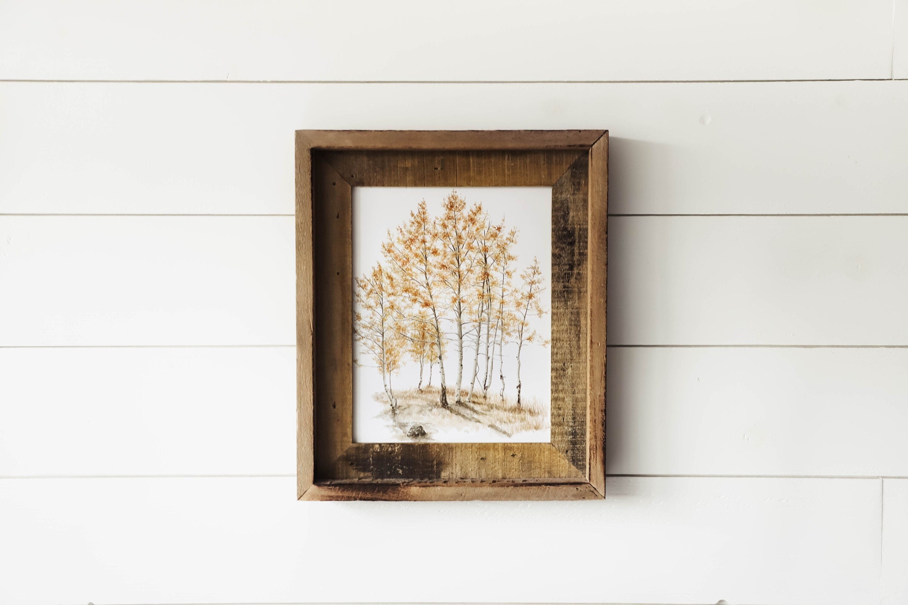 Autumn Aspens Print - Truckee, Aspens, Tree Print, Cabin Print, Mountain Wall Art, Minimalist, Home Decor, Watercolor Print