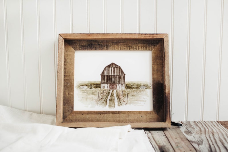 Brown Barn Print Barn Print, Barn, Watercolor Print, Watercolor Barn, Farmhouse Decor, Country, Country Decor, Old Barn, Barn Art image 1