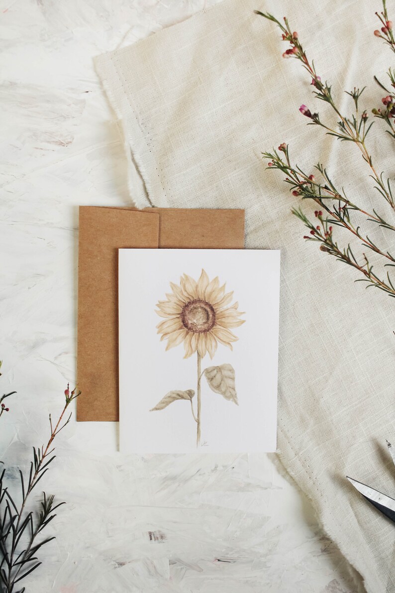 Sunflower Card - Flower, Flower Card, Greeting Card, Spring Card, Note ...