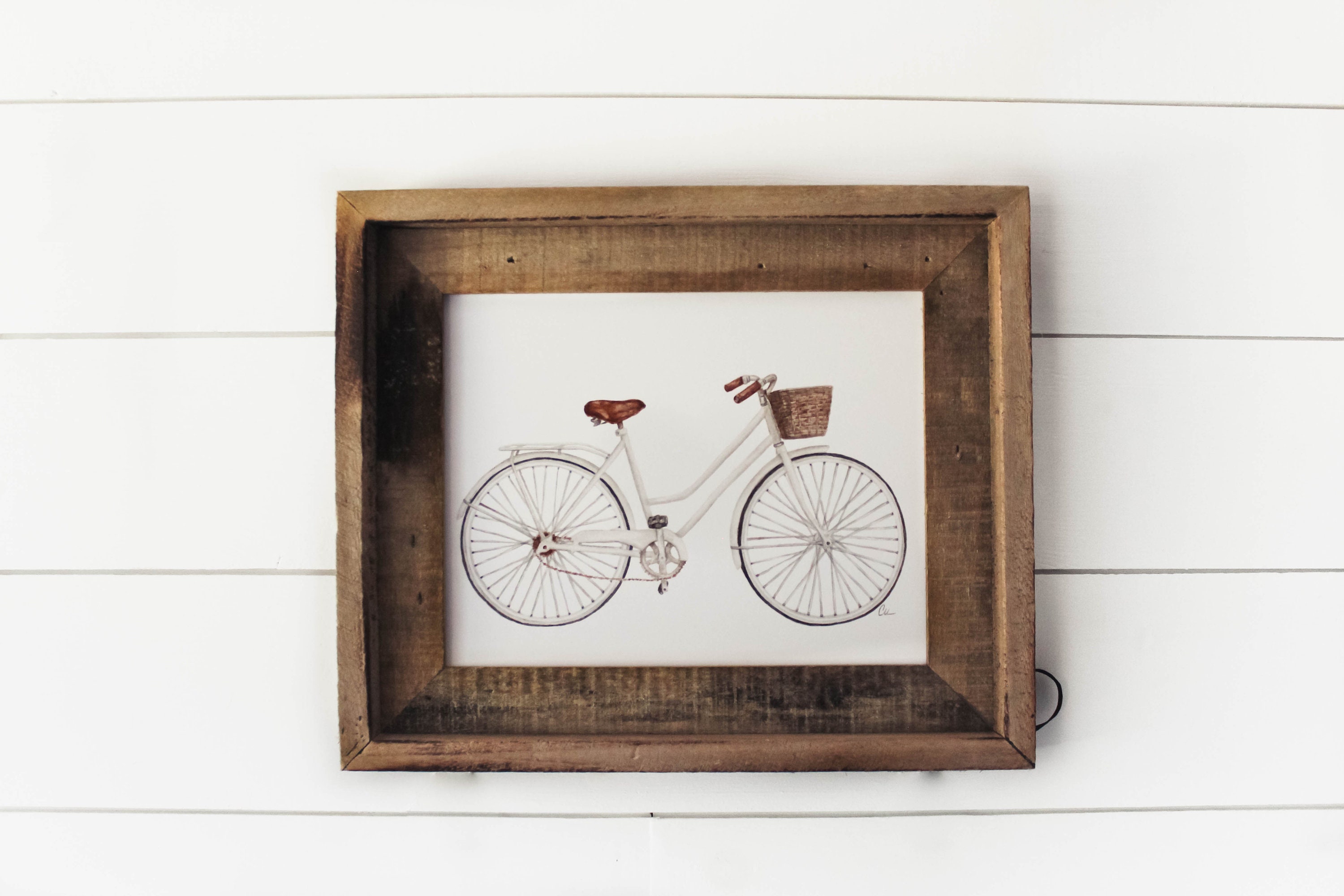 White Bike Watercolor Print Bike Print Cycling Wall Art Etsy