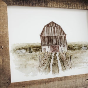 Brown Barn Print Barn Print, Barn, Watercolor Print, Watercolor Barn, Farmhouse Decor, Country, Country Decor, Old Barn, Barn Art image 3