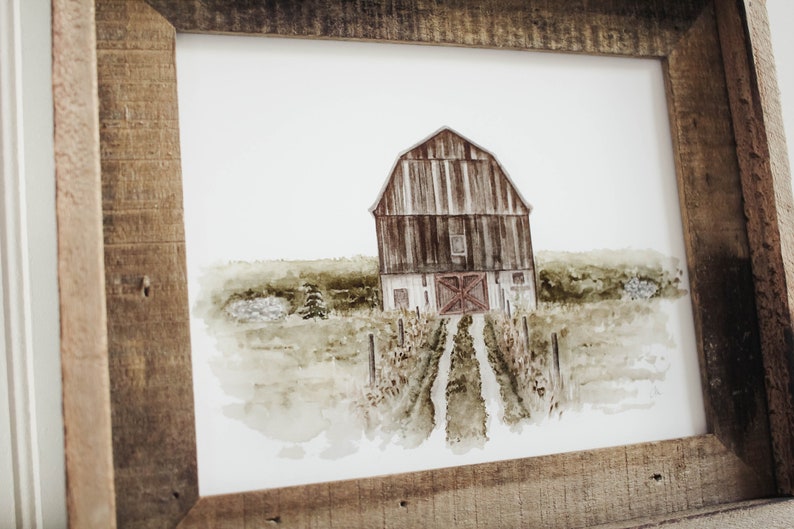 Brown Barn Print Barn Print, Barn, Watercolor Print, Watercolor Barn, Farmhouse Decor, Country, Country Decor, Old Barn, Barn Art image 3