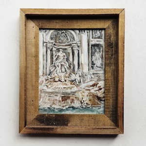 Trevi Fountain Pastel Print - Rome, Italy Art, Pastel Painting, Wall Art, Rome Italy