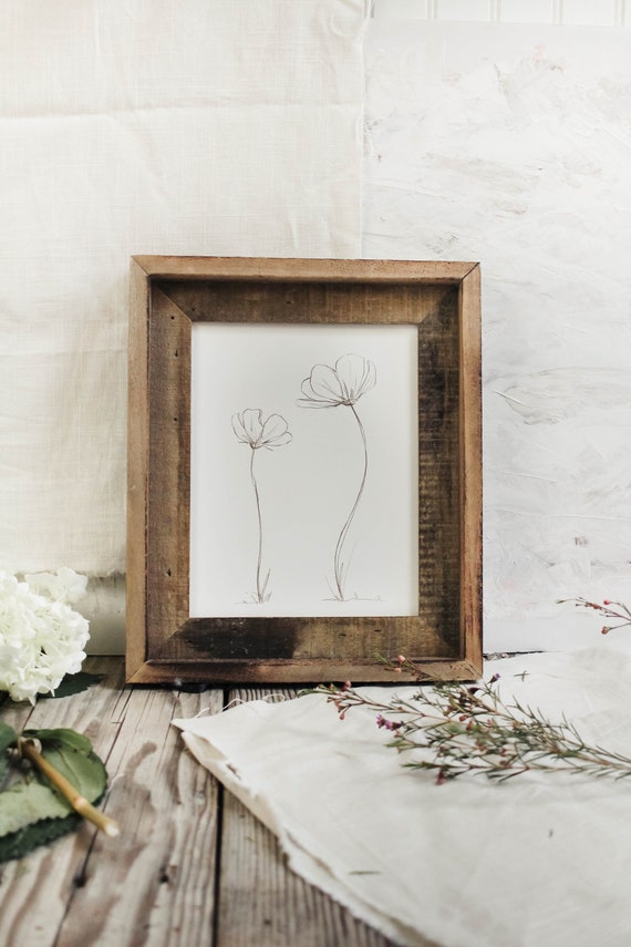 Poppy Flower Print Contour Drawing Watercolor Outline Etsy