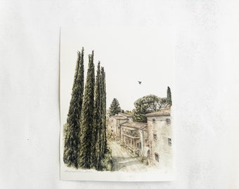 Montespertoli-tryck | Italiensmålning, Italienstryck, Toscana, Florens, Väggkonst, Semester, Europa