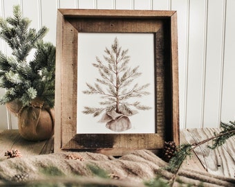 Tree In Burlap Print - Christmas Tree, Holiday Decor, Charlie Brown Tree, Modern Farmhouse Decor, Tree, Christmas Print, Holiday