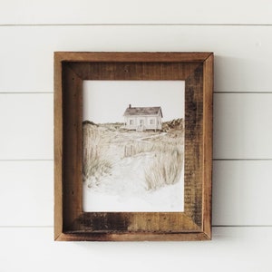 Impression maison de plage - impression aquarelle, plage, océan, impression plage, minimaliste, décoration d&#39;intérieur, peinture aquarelle
