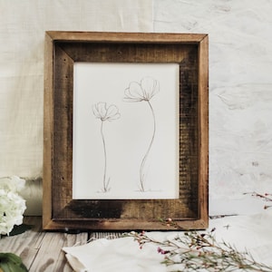 Poppy Flower Print - Contour Drawing, Watercolor outline, Minimalist Art Decor, Flower Print, Neutral Print, Farmhouse Decor Print,