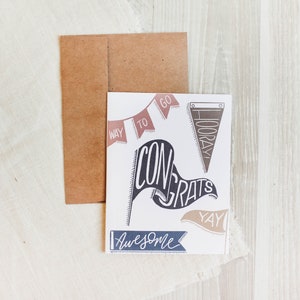 Congrats Card - Congratulations, Event, Greeting Card, Old Banners, Yay, Congrats, Watercolor Card, Art Card