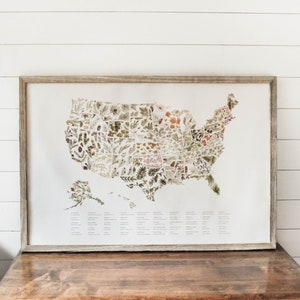 Große USA Baumkarte Druck - Postergröße, US Karte, Schulzimmer Kunst, 24x36 US Karte, USA Baum Karte, Aquarell US Karte,