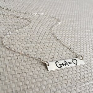 Custom Handwriting Jewelry • Silver Bar Necklace • Personalized Jewlery • Custom Christmas Gift • Sentimental Unique Handwritten Name Plate image 2
