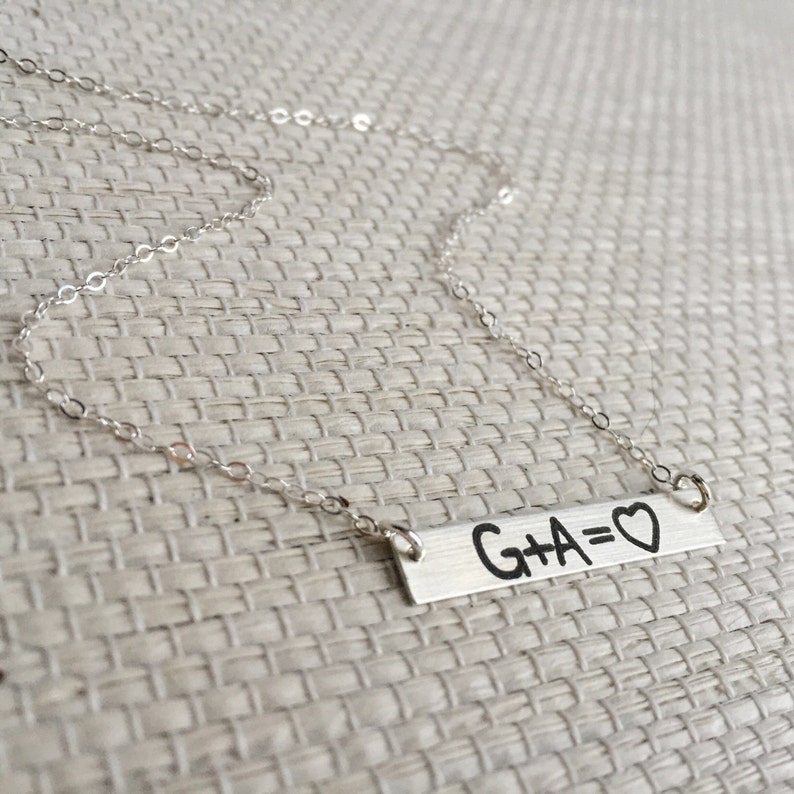 Custom Handwriting Jewelry • Silver Bar Necklace • Personalized Jewlery • Custom Christmas Gift • Sentimental Unique Handwritten Name Plate image 2