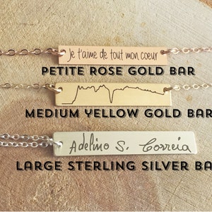 Custom Handwriting Jewelry • Silver Bar Necklace • Personalized Jewlery • Custom Christmas Gift • Sentimental Unique Handwritten Name Plate image 3