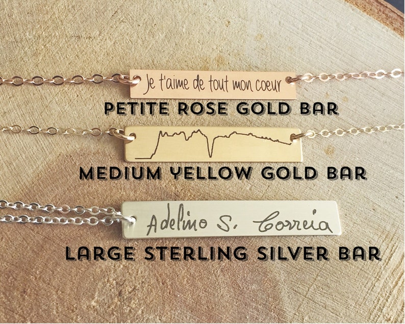Custom Handwriting Jewelry • Silver Bar Necklace • Personalized Jewlery • Custom Christmas Gift • Sentimental Unique Handwritten Name Plate image 3