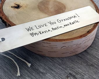 Handwriting Book Mark Custom Personalized Handwritten or Font Engraved Gift Husband Grandma Brother Sister Dad Son Him Guy Girl Daughter